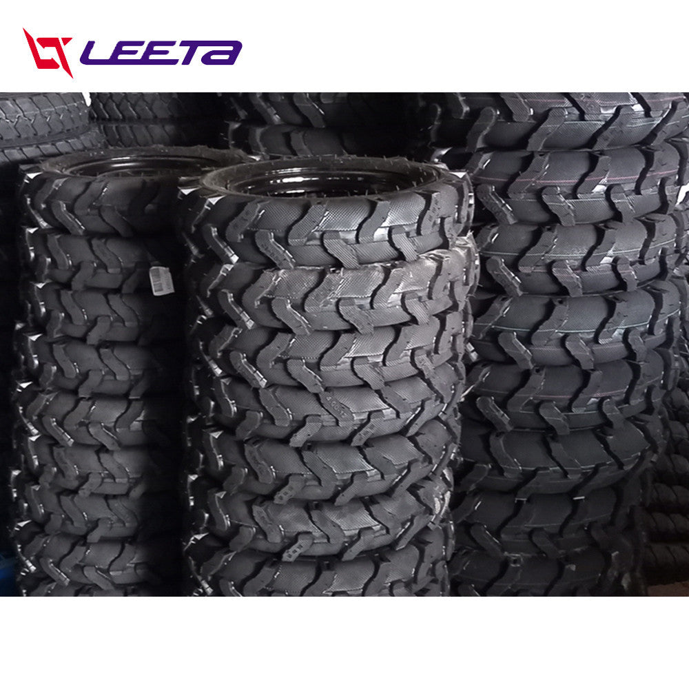 LEETA ล้อยางสามล้อ ล้อลายก้างปลา 400-12 500-12 ชุดล้อ4รู ยางใน-นอก ล้อพร้อมยาง กะทะล้อพร้อมยาง ใช้กับเพลาท้ายสามล้อ