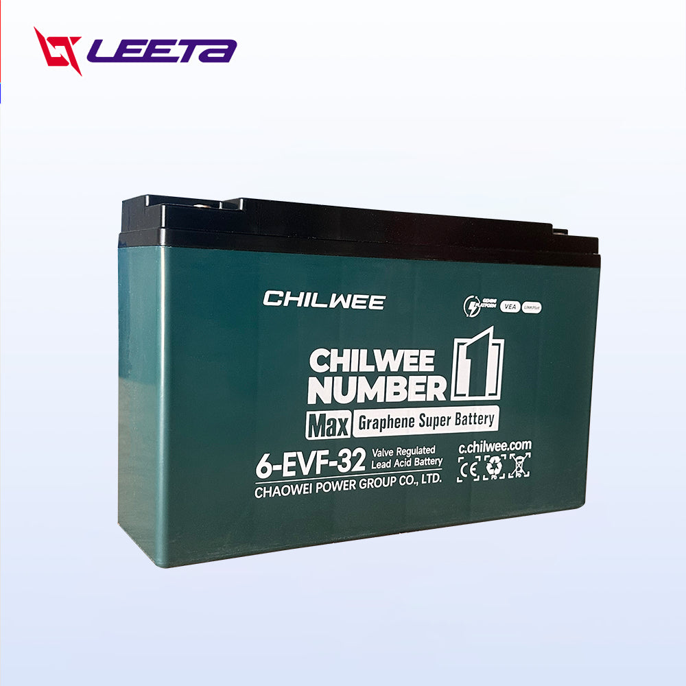 4.15】LEETA แบตเตอรี่ตะกั่ว สำหรับรถไฟฟ้า แบตเตอรี่CHILWEE 60V 12V32Ah 6-EVF-32 แบตเตอรี่รถไฟฟ้า ใช้รถไฟฟ้า3ล้อ