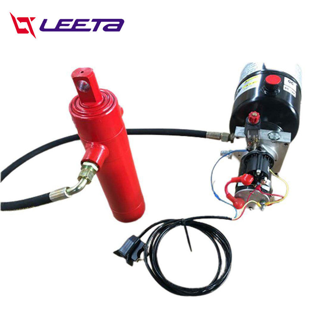 LEETA ปั๊มไฮดรอลิคไฟฟ้า12V รถสามล้อควบคุมไฟฟ้าอุปกรณ์ถ่ายโอนข้อมูลไฮดรอลิกรถจักรยานยนต์รถบรรทุกไฟฟ้ารถบรรทุกยกดัดแปลงชุด