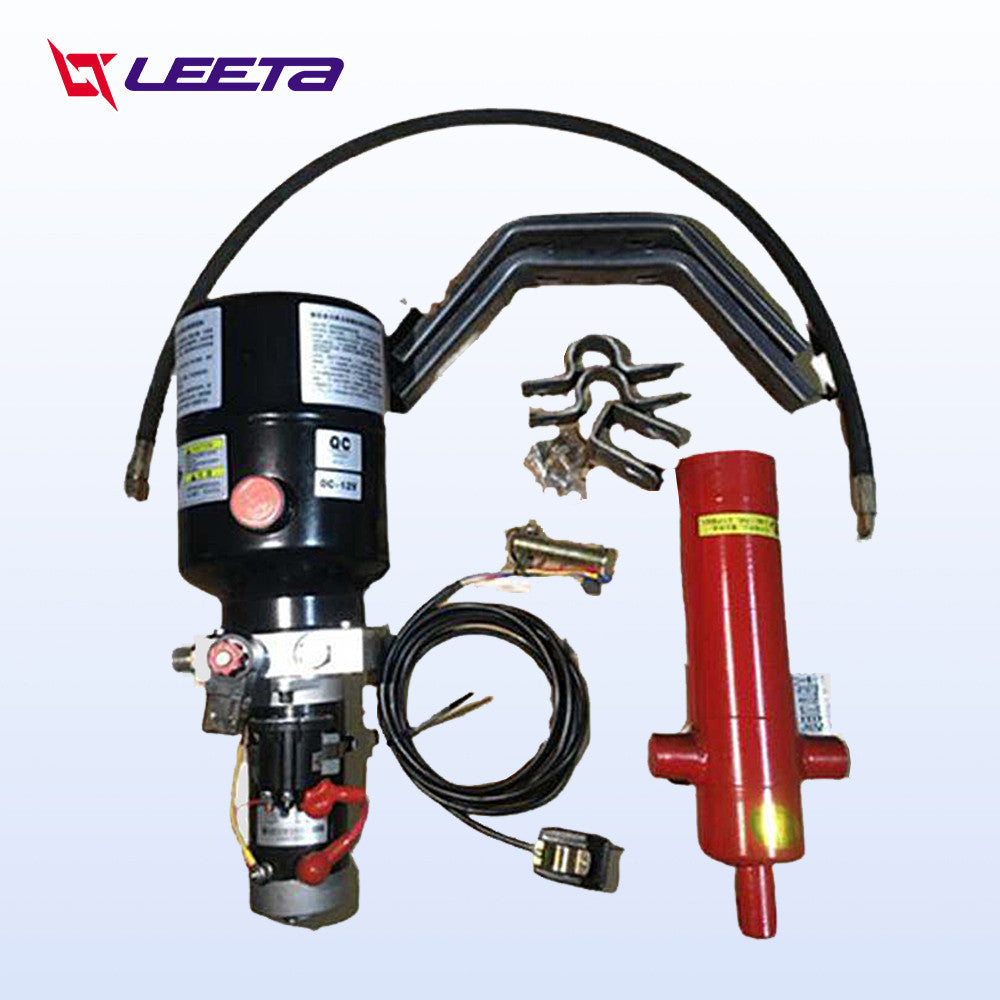 LEETA ปั๊มไฮดรอลิคไฟฟ้า12V รถสามล้อควบคุมไฟฟ้าอุปกรณ์ถ่ายโอนข้อมูลไฮดรอลิกรถจักรยานยนต์รถบรรทุกไฟฟ้ารถบรรทุกยกดัดแปลงชุด