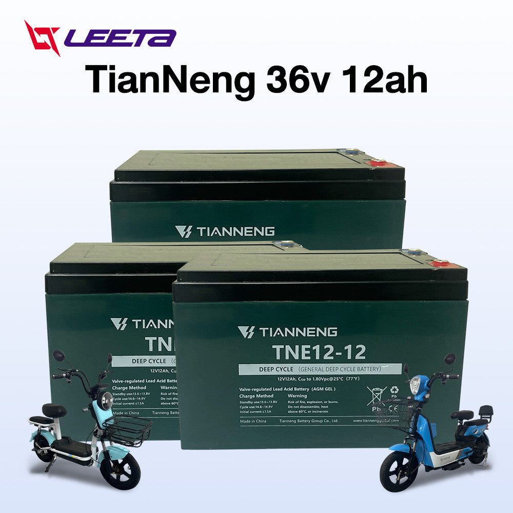LEETA แบตเตอรี่จักรยานไฟฟ้า 48V 12V12ah แบตเตอรี่TianNeng แบตเตอรี่ตะกั่วกรด สำหรับ มอเตอร์ไซค์ไฟฟ้า รถสามล้อไฟฟ้