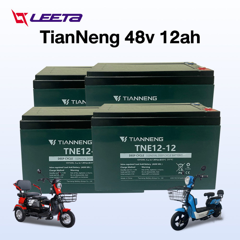 LEETA แบตเตอรี่จักรยานไฟฟ้า 48V 12V12ah แบตเตอรี่TianNeng แบตเตอรี่ตะกั่วกรด สำหรับ มอเตอร์ไซค์ไฟฟ้า รถสามล้อไฟฟ้