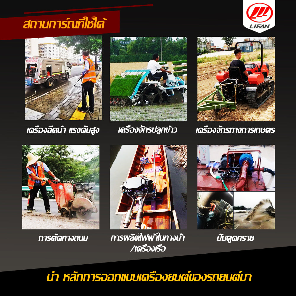 5.5】เครื่องยนต์ เบนซิน LIFAN(ไลฟาน) อเนกประสงค์ 27แรงม้า พร้อม กุญแจสตาร์ท (ไม่รวมแบตเตอรี่) 744cc เครื่องยนต์เบนซิน