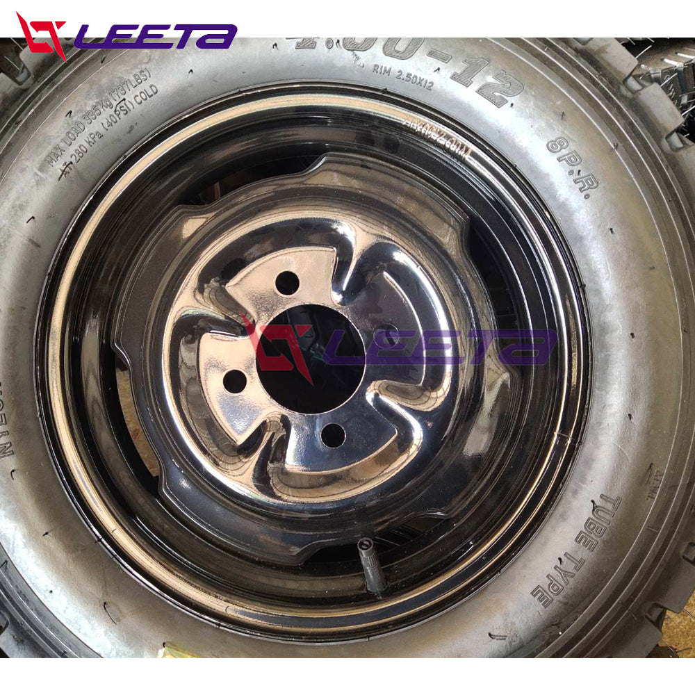 LEETA POWER ล้อยางสามล้อ ล้อหลัง 4.00-12 4รู100 ล้อพร้อมยาง ชุดล้อสามล้อ กะทะล้อพร้อมยางใช้กับเพลาท้ายสามล้อ