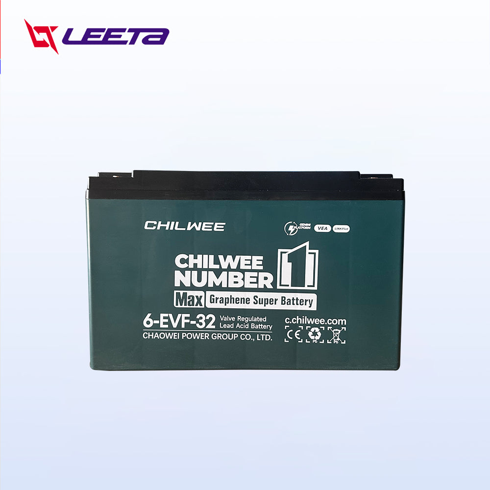 4.15】LEETA แบตเตอรี่ตะกั่ว สำหรับรถไฟฟ้า แบตเตอรี่CHILWEE 60V 12V32Ah 6-EVF-32 แบตเตอรี่รถไฟฟ้า ใช้รถไฟฟ้า3ล้อ