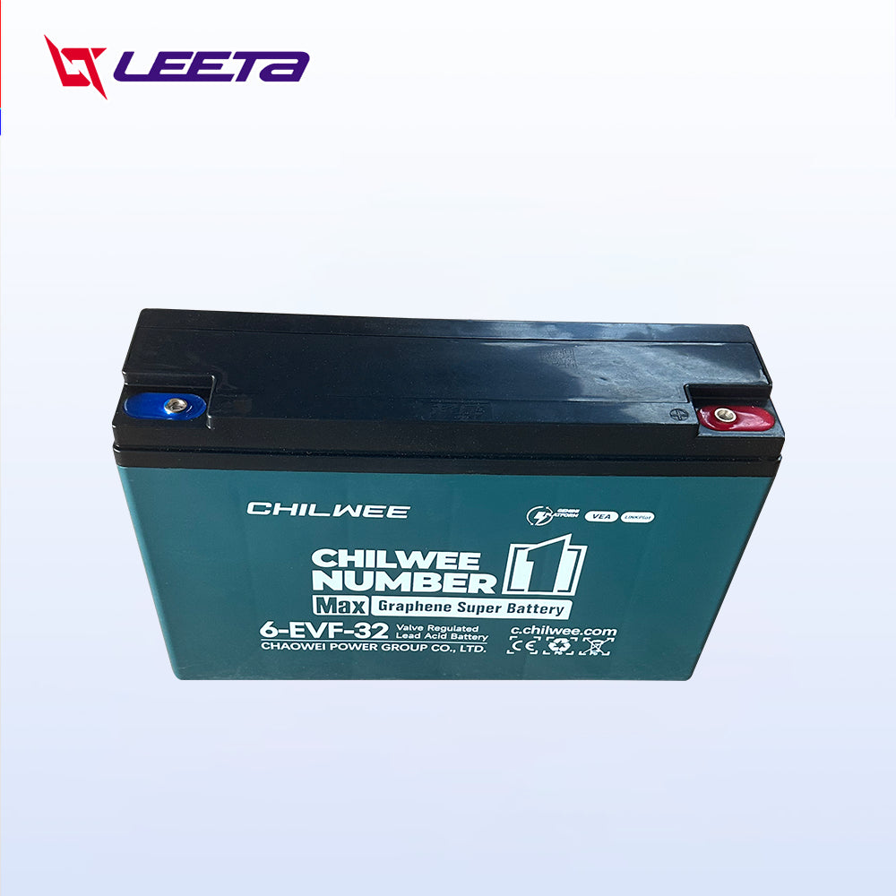 4.15】LEETA แบตเตอรี่ตะกั่ว สำหรับรถไฟฟ้า แบตเตอรี่CHILWEE 60V 12V32Ah 6-EVF-32 แบตเตอรี่รถไฟฟ้า ใช้รถไฟฟ้า3ล้อ