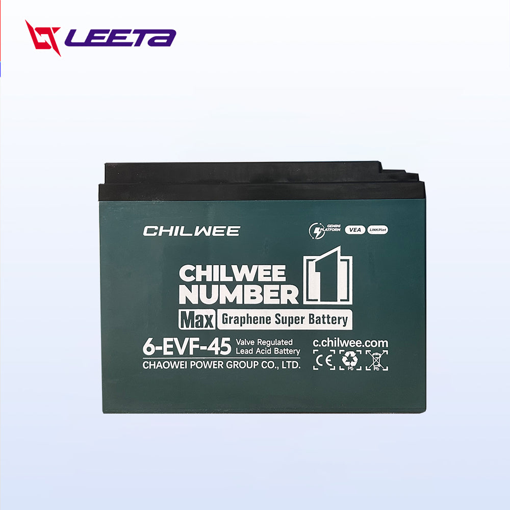 4.15】LEETA แบตเตอรี่ตะกั่วCHILWEE 12V45Ah แบตเตอรี่ (แห้ง) รุ่น 6-EVF-45 สำหรับรถไฟฟ้า แบตเตอรี่รถไฟฟ้า รับประกัน