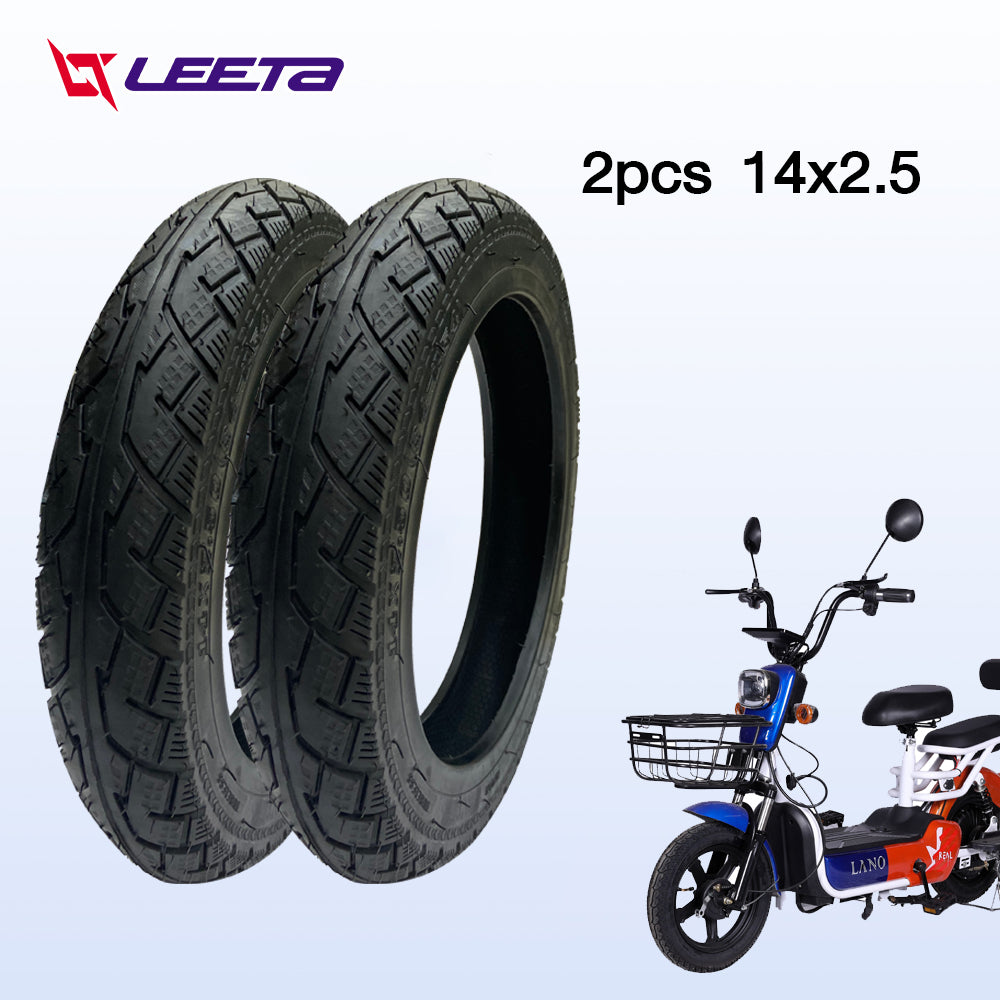 LEETA ยางนอก จักรยานไฟฟ้า14x2.50 รถจักรยานไฟฟ้า ยางกันลื่นสูญญากาศ 14x2.5 ยางคุณภาพสูง